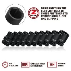 Powerbuilt 3/8 In. Dr. Sockets - Metric Impact Shallow -Allspace shop 3 8in 20standard 20impact 20socket mm 1800x