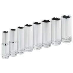 Powerbuilt 8 Piece 1/2 In. Dr. SAE Deep Socket Set