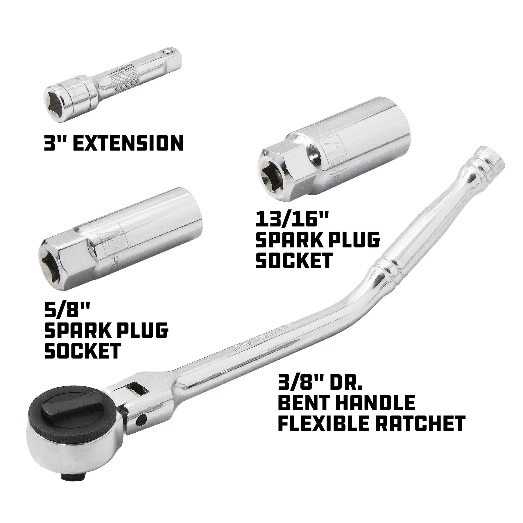 Powerbuilt 4 Piece Ratchet & Socket Tune Up Set 4 Powerbuilt 4 Piece Ratchet & Socket Tune Up Set - Image 2