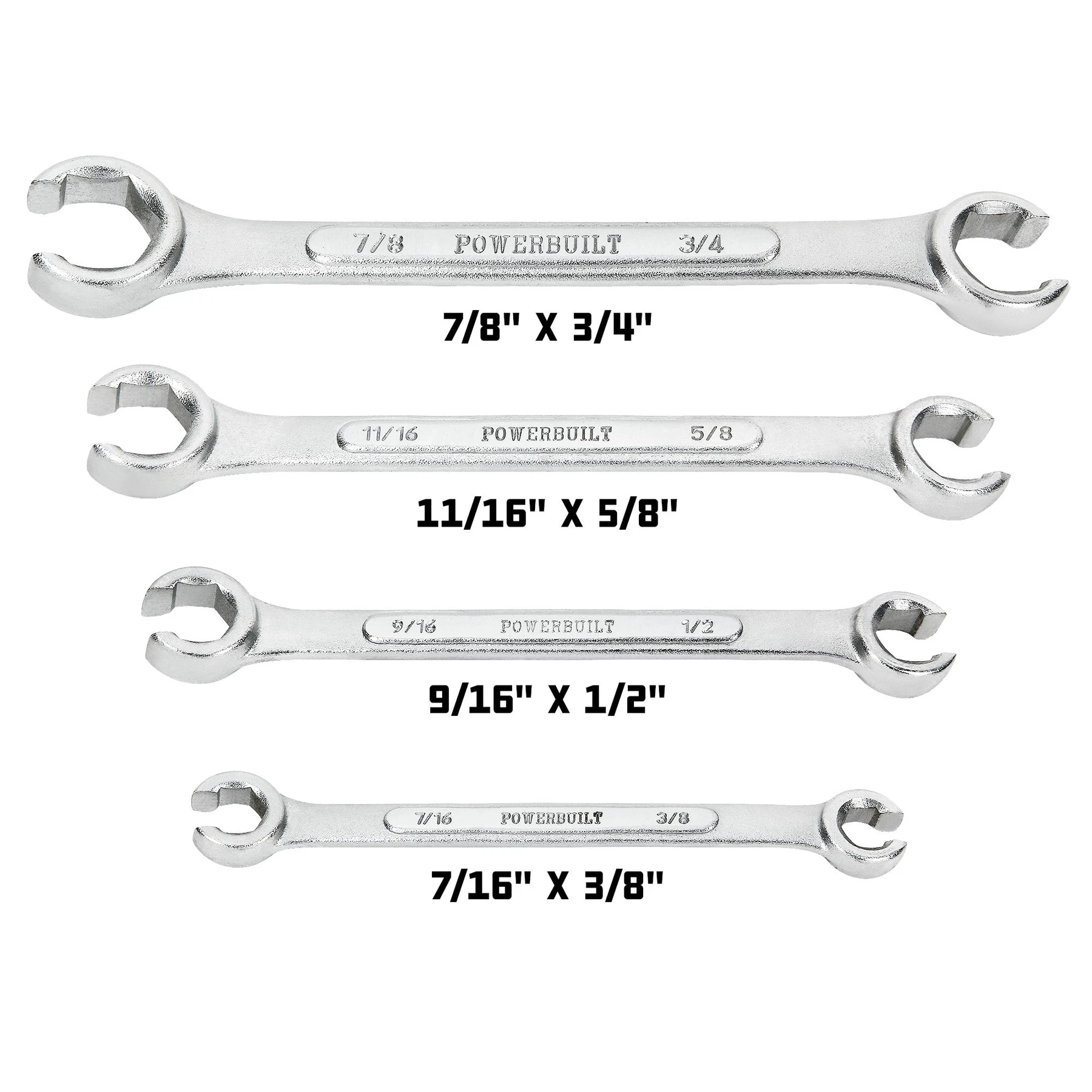 Powerbuilt 4 Piece SAE Flare Nut Wrench Set 4 Powerbuilt 4 Piece SAE Flare Nut Wrench Set - Image 2