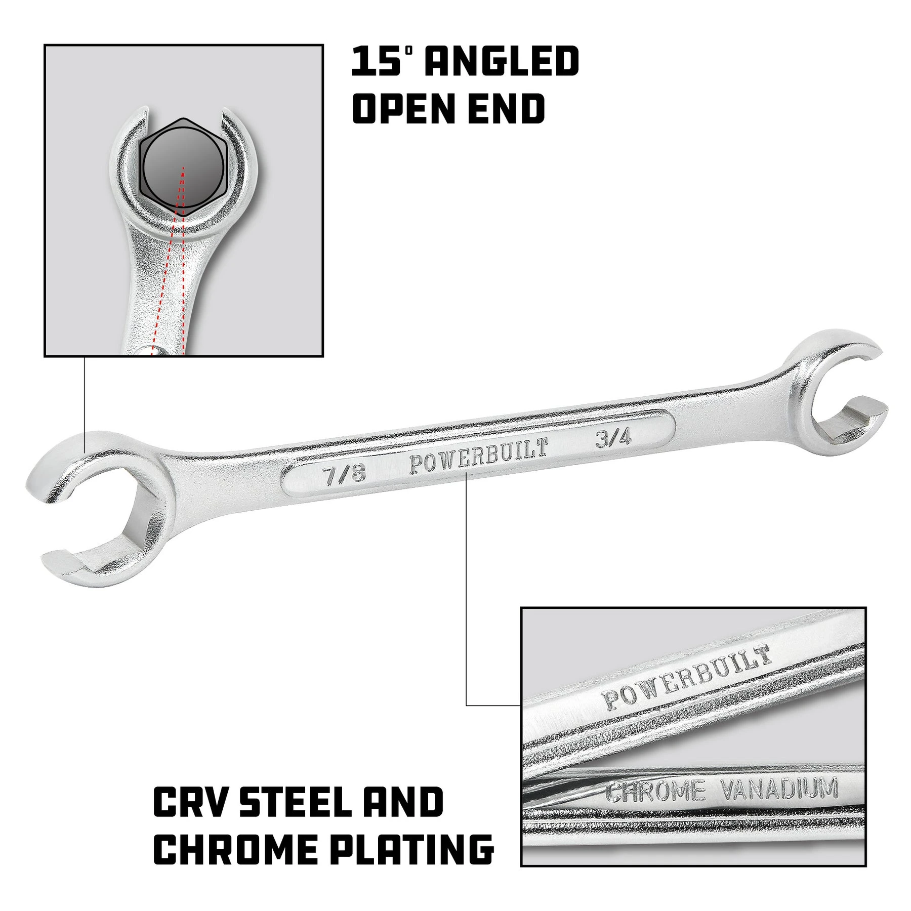 Powerbuilt 4 Piece SAE Flare Nut Wrench Set 5 Powerbuilt 4 Piece SAE Flare Nut Wrench Set - Image 3