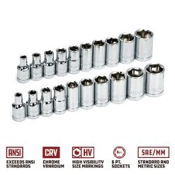 Powerbuilt 24 Piece 1/4 In. Dr. SAE And Metric Socket Set -Allspace shop 640397 04 1800x