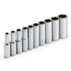 Powerbuilt 10 Piece 1/4 In. Dr. SAE 6 Pt. Deep Socket Set