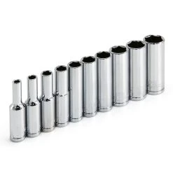 Powerbuilt 10 Piece 1/4 In. Dr. Metric 6 Pt. Deep Socket Set