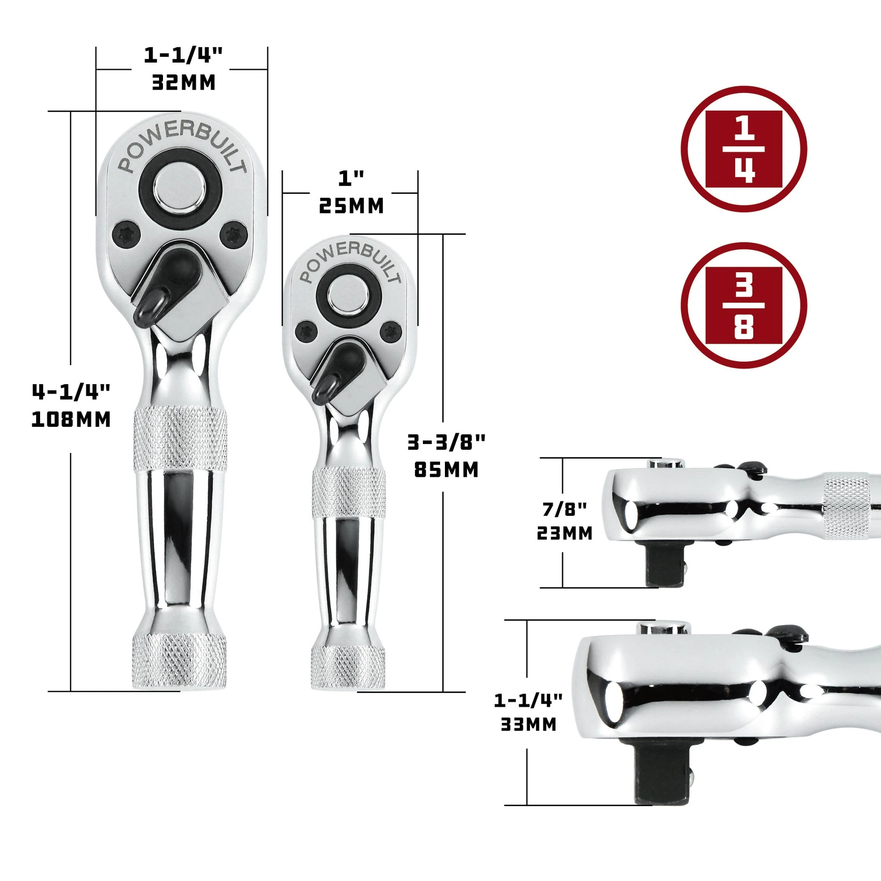 Powerbuilt 2 Piece Stubby Ratchet Set 5 Powerbuilt 2 Piece Stubby Ratchet Set - Image 3