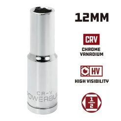 Powerbuilt 1/2 In. Dr. Sockets - Metric Deep - 6 Pt. -Allspace shop 642219 12mm 02 1800x