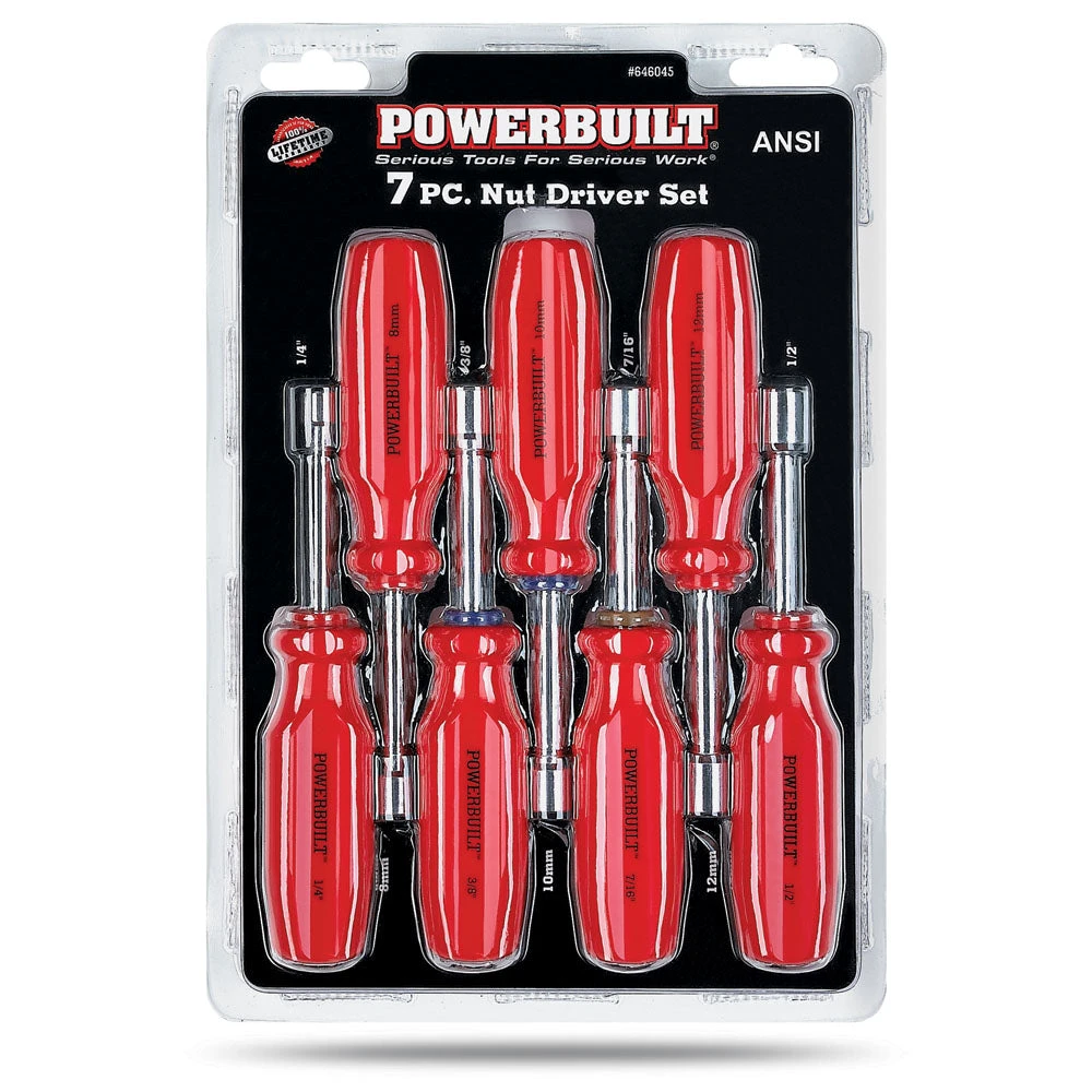 Powerbuilt 7 Piece SAE And Metric Maxi-Grip Nut Driver Set 4 Powerbuilt 7 Piece SAE And Metric Maxi-Grip Nut Driver Set - Image 2