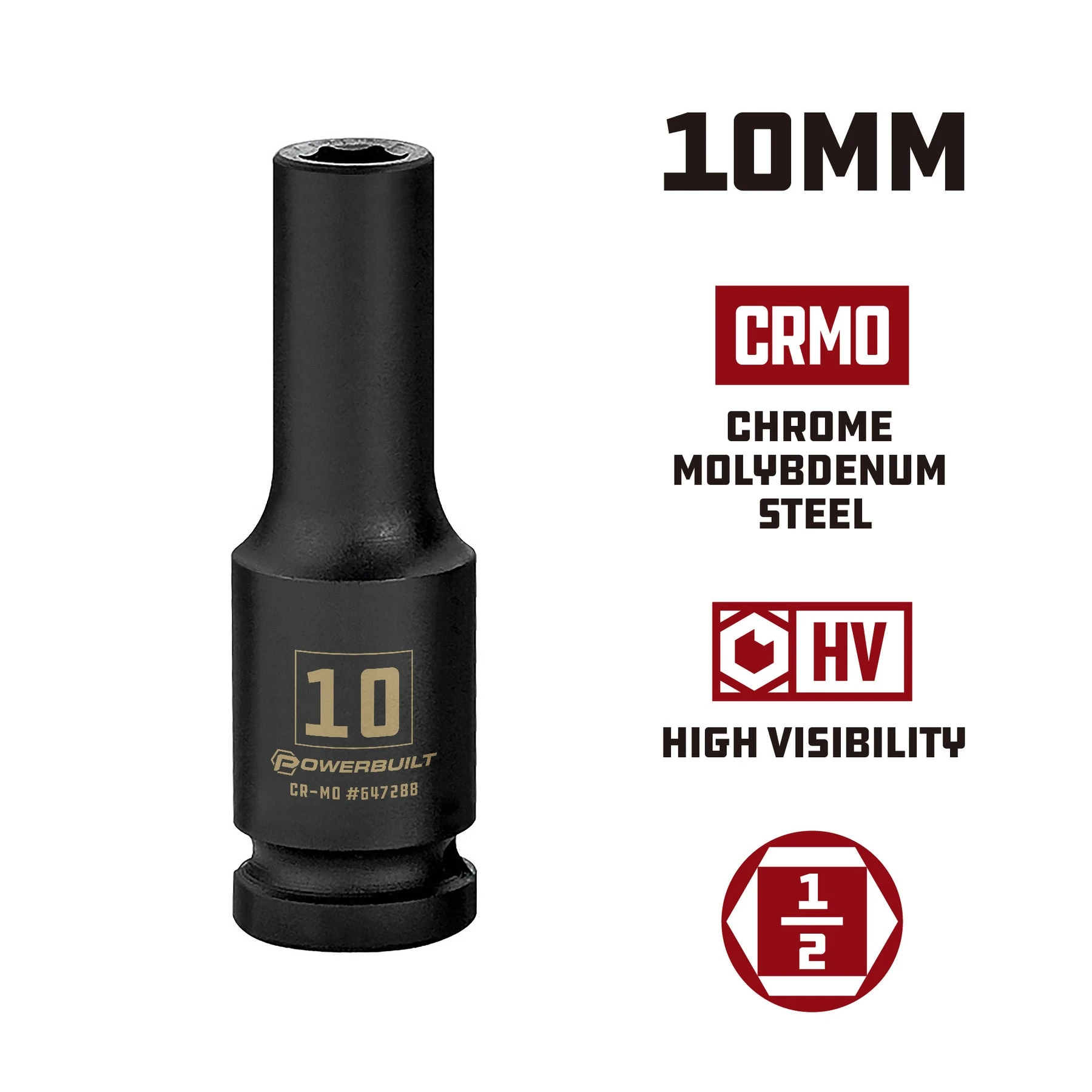 Powerbuilt 1/2 In. Dr. Sockets - Metric Impact Deep 4 Powerbuilt 1/2 In. Dr. Sockets - Metric Impact Deep - Image 2