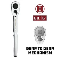 Powerbuilt 3/8 In. Dr. 60 Tooth Low Profile Ratchet -Allspace shop 649975 02 1800x