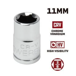 Powerbuilt 3/8 In. Dr. Sockets - Metric Shallow - 6 Pt. -Allspace shop 940026 11mm 02 1800x