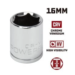 Powerbuilt 3/8 In. Dr. Sockets - Metric Shallow - 6 Pt. -Allspace shop 940031 16mm 02 1800x