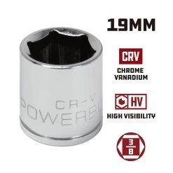 Powerbuilt 3/8 In. Dr. Sockets - Metric Shallow - 6 Pt. -Allspace shop 940034 19mm 02 1800x