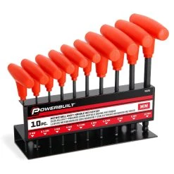 Powerbuilt 10 Piece Metric T-Handle Hex Key Wrench Set