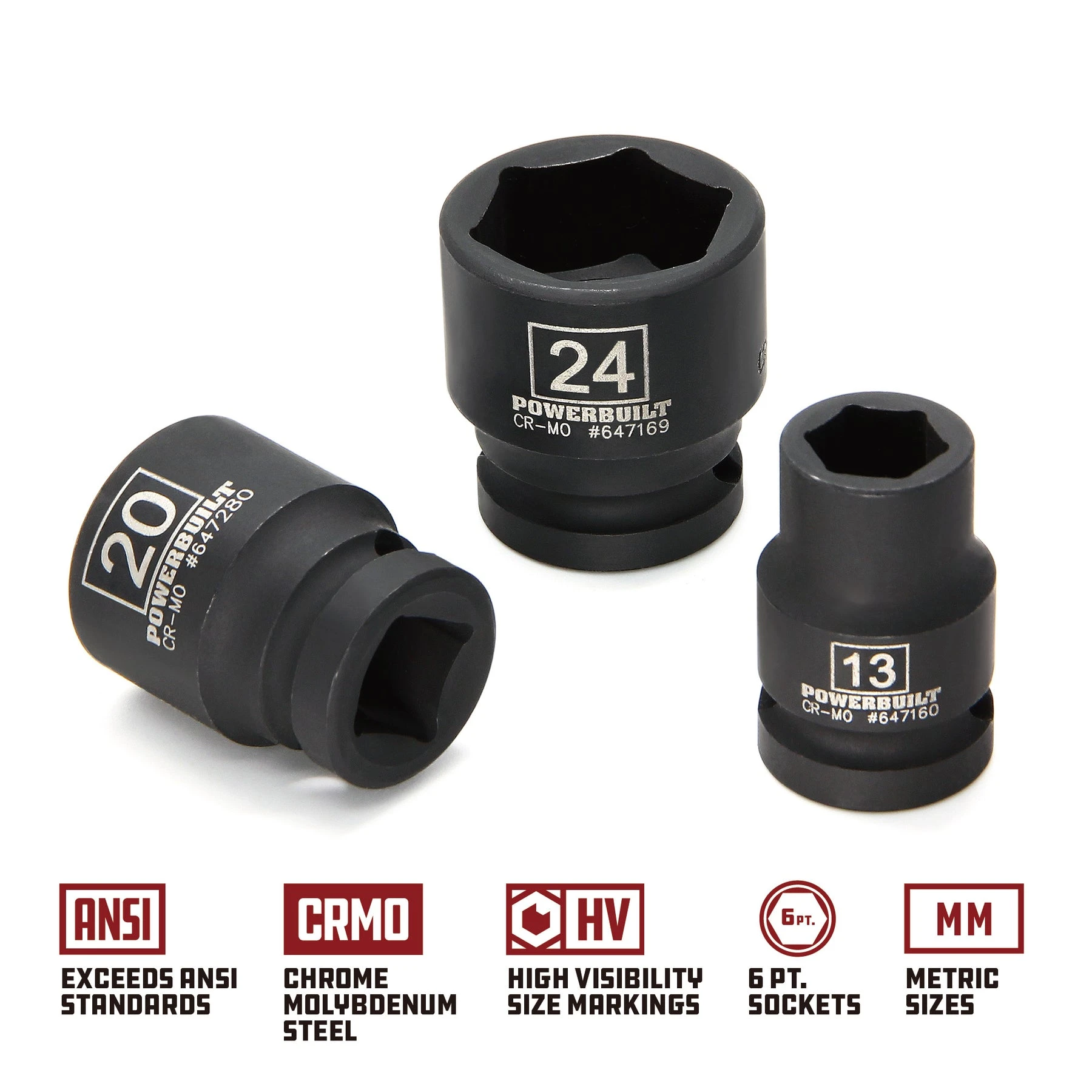 Powerbuilt 18 Piece 1/2 In. Dr. Metric Impact Socket Set 5 Powerbuilt 18 Piece 1/2 In. Dr. Metric Impact Socket Set - Image 3