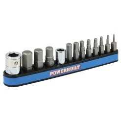 Powerbuilt 13 Piece SAE Hex Bit And Socket Adapter Set