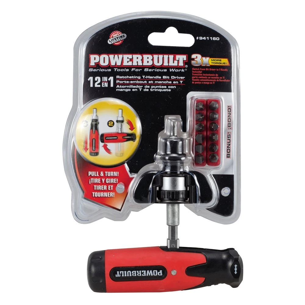 Powerbuilt T-Handle Ratcheting Bit Driver Set 3 Powerbuilt T-Handle Ratcheting Bit Driver Set - Image 2