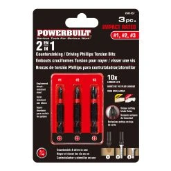 Powerbuilt 3 Piece Phillips Torsion Impact Screwdriver Countersink Bit Set -Allspace shop 941457 05 1800x